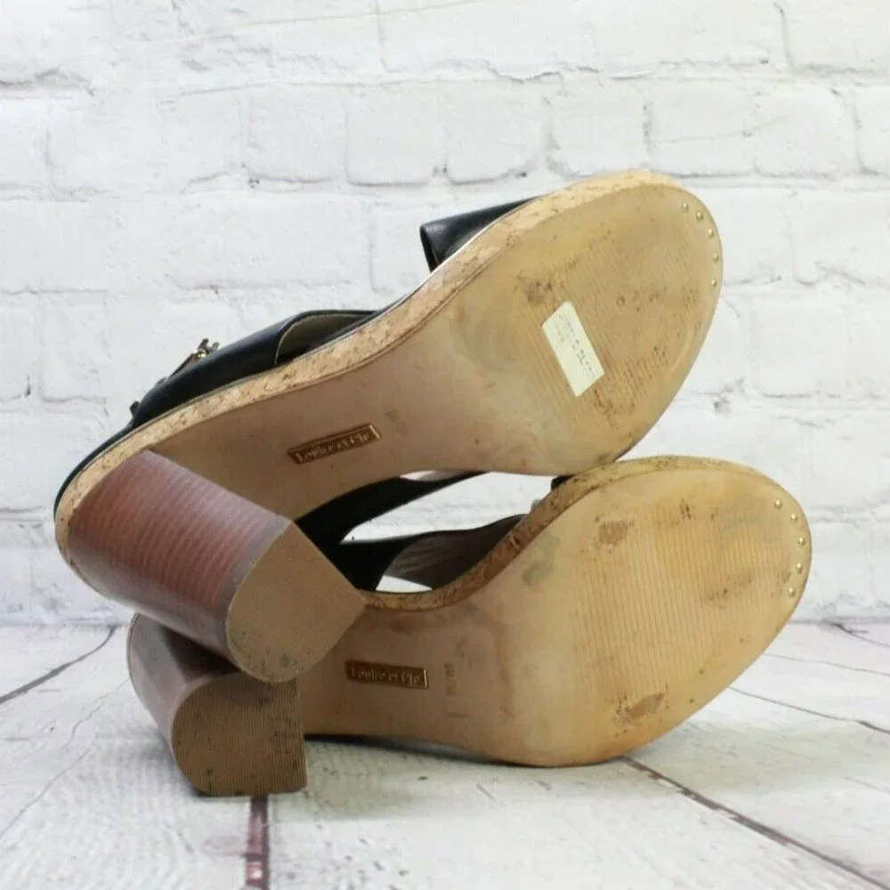 Louise et Cie Black Leather Open Toe High Heel Sling Back Sandals Size 6 M - Picture 10 of 10